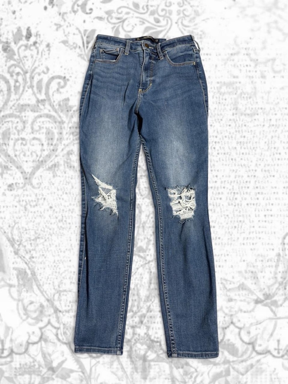 Hollister Distressed Mid-Blue Skinny Jeans